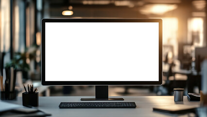 blank screen monitor on office background