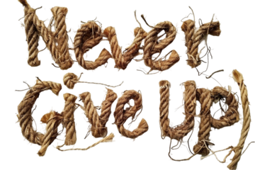 "Never Give Up" Text Effect Isolated on Transparent Background