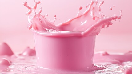 Pink drink splash, studio background
