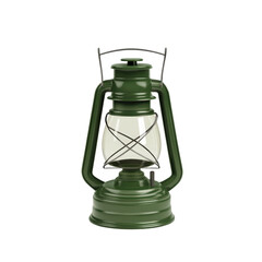 Vintage Oil Lantern in Green Color for Outdoor Use Isolated on transparent background
