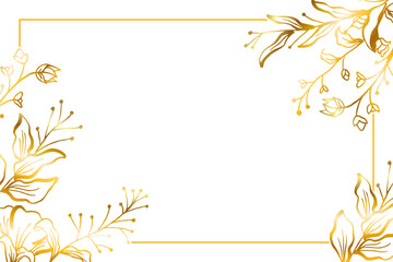 Wild flower floral luxury background with shiny gold colors,