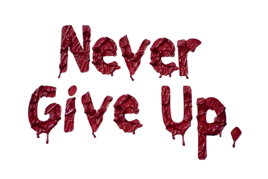 "Never Give Up" Text Effect Isolated on Transparent Background