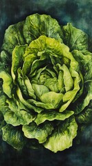 Obraz premium Close-up of a lush green lettuce, vibrant and fresh
