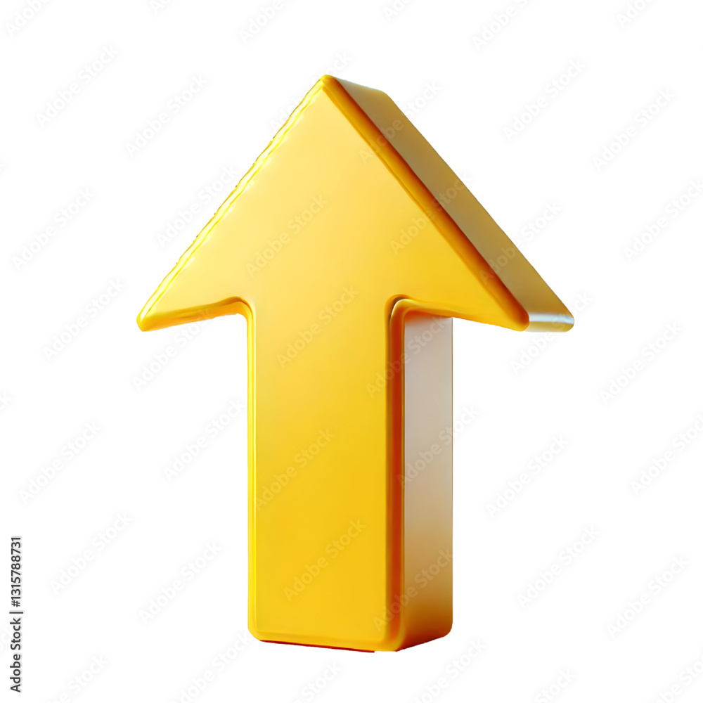 Fototapete yellow upward arrow isolated on a white background. clean and glossy design. concept of direction an