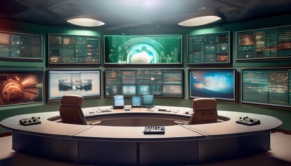 Naklejka premium Modern features ensure efficiency in news production. 
