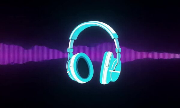 headphones on blue background