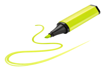 A yellow marker is drawn, isolated on transparent background