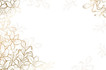 Lily floral background with gold luxury colors