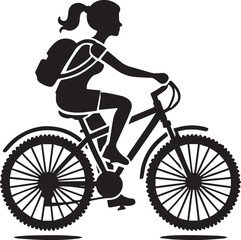Obraz premium silhouette of a cyclist on a bicycle, cyclist on a bicycle vector illustration, cyclist on a bicycle logo vector, cyclist on a bicycle silhouette vector black and white
