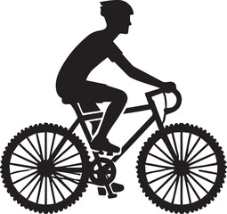 Fototapeta premium silhouette of a cyclist on a bicycle, cyclist on a bicycle vector illustration, cyclist on a bicycle logo vector, cyclist on a bicycle silhouette vector black and white