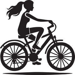 Fototapeta premium silhouette of a cyclist on a bicycle, cyclist on a bicycle vector illustration, cyclist on a bicycle logo vector, cyclist on a bicycle silhouette vector black and white