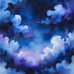 night sky and clouds watercolor 