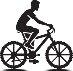 Obraz premium silhouette of a cyclist on a bicycle, cyclist on a bicycle vector illustration, cyclist on a bicycle logo vector, cyclist on a bicycle silhouette vector black and white