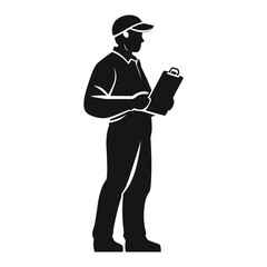 Silhouette of a Worker Holding a Clipboard