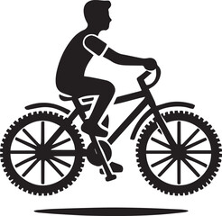 Fototapeta premium silhouette of a cyclist on a bicycle, cyclist on a bicycle vector illustration, cyclist on a bicycle logo vector, cyclist on a bicycle silhouette vector black and white