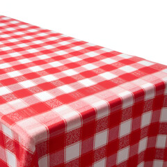 Fototapeta premium Red and white checked tablecloth on white isolated background