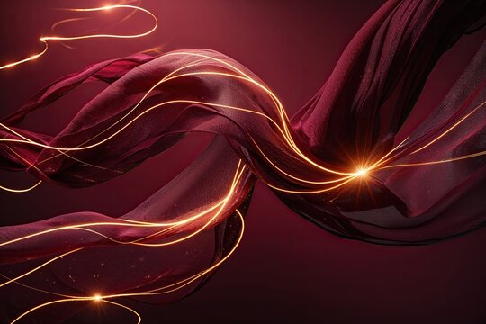 Alluring Burgundy Background with Glowing Trails and Dynamic Energy