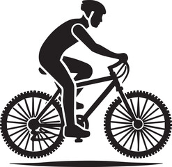Obraz premium silhouette of a cyclist on a bicycle, cyclist on a bicycle vector illustration, cyclist on a bicycle logo vector, cyclist on a bicycle silhouette vector black and white