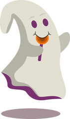 Halloween Ghost Character. Flat Cartoon Vector Illustration.