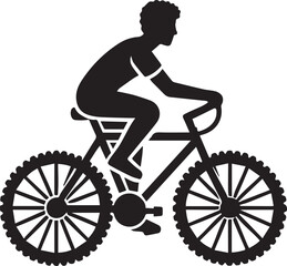 Fototapeta premium silhouette of a cyclist on a bicycle, cyclist on a bicycle vector illustration, cyclist on a bicycle logo vector, cyclist on a bicycle silhouette vector black and white