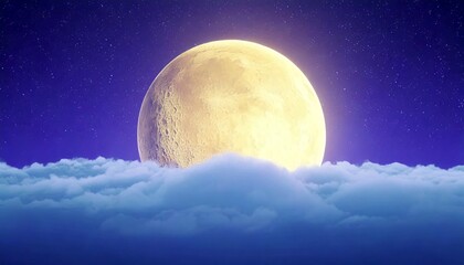 Moonlit clouds and stellar night sky dreamy landscape ethereal viewpoint tranquil atmosphere for imagery