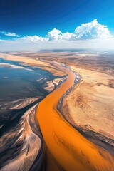 Fototapeta premium Aerial view of the huge river