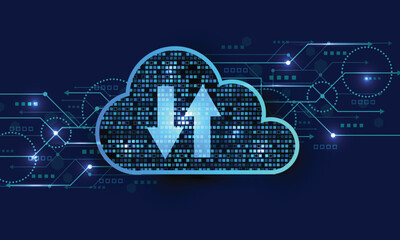 Abstract datacenter, network system. Web hosting vector banner. Cloud computing, media server