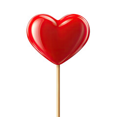 A vibrant red heart-shaped lollipop on a stick, symbolizing love and affection, set against a clean background, perfect for celebrations and sweet occasions