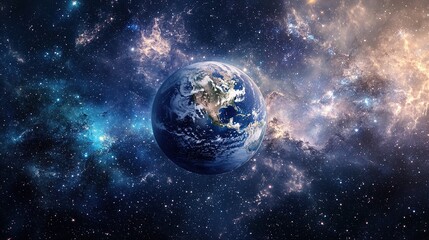 Naklejka premium Earth and Cosmic Background for Communication and Technology Concepts