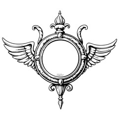 Obraz premium Vintage winged emblem design for decorative purposes 