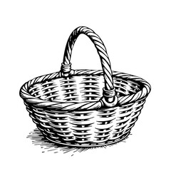 Fototapeta premium Vintage sketch of a woven basket 