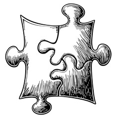 Vintage sketch of interlocking puzzle pieces  