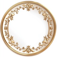 Elegant gold ornate frame with floral design on white background.