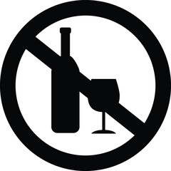 no wine icon flat black design