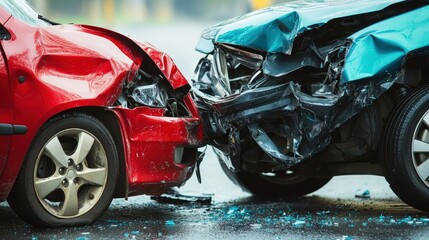 Two cars collide at an intersection due to driver inattention causing significant damage to both vehicles. Distracted Driving Awareness Month