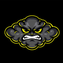 Electrifying Angry Cloud Face Mascot Design