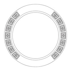 circle frame display illustration. black and white isolated design.
