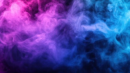 Abstract Blue Smoke on Black Background with Cloud and Light Effects