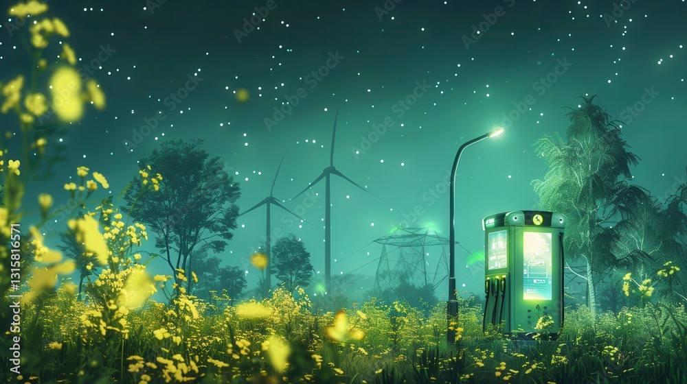 Aufkleber green hydrogen as a sustainable energy solution powered by nature and technology in an eco friendly 