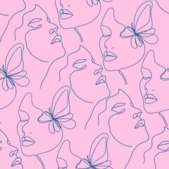 seamless woman face pattern
