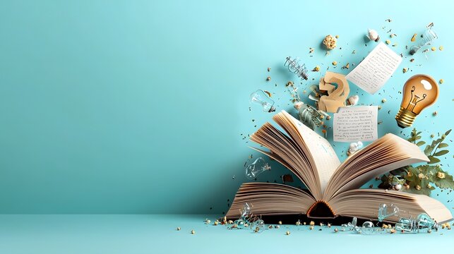 Infographic Highlighting How Reading Helps Improve Problem Solving Skills with a Book Lightbulb and Question Mark Icon on an Isolated Background