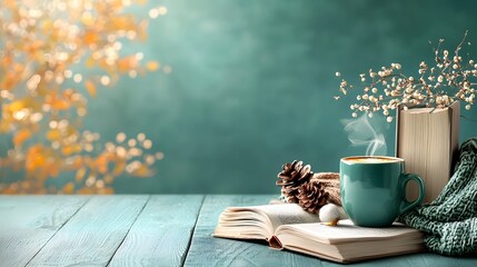 Detailed infographic highlighting how reading provides both entertainment and relaxation featuring cozy icons like books a coffee cup and a peaceful background