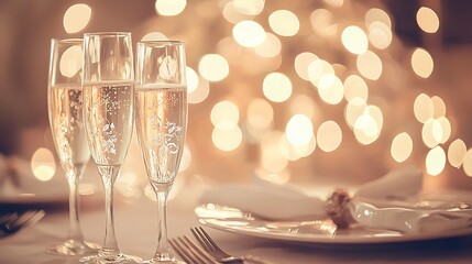 Festive Champagne Glasses on a Table