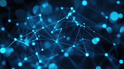 Obraz premium Abstract Blue Network Nodes Lines Connections Digital Technology Background