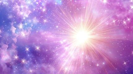 Naklejka premium Cosmic Radiance: A Celestial Burst of Light and Color