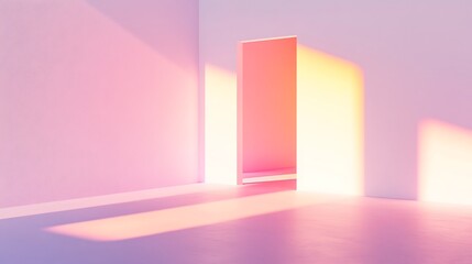 Fototapeta premium Soft Light Shines Through an Open Door in a Colorful Room