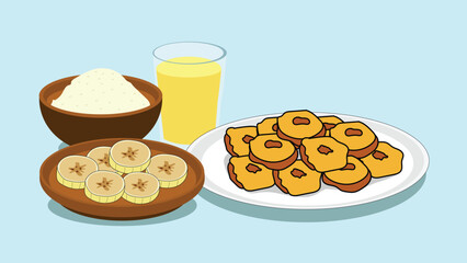 Traditional Indonesian Takjil Iftar Meal, Food Illustration