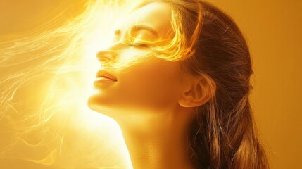 Golden Radiance: A Serene Portrait of Feminine Energy