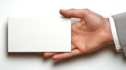 Obraz premium Hand holding blank card, white background