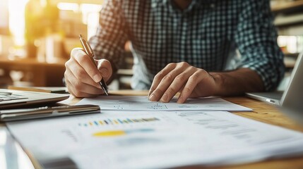 Project Management Concept Analysis by Business Analyst at Desk